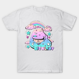 Cute blue cloud bubble head girl in kawaii style T-Shirt